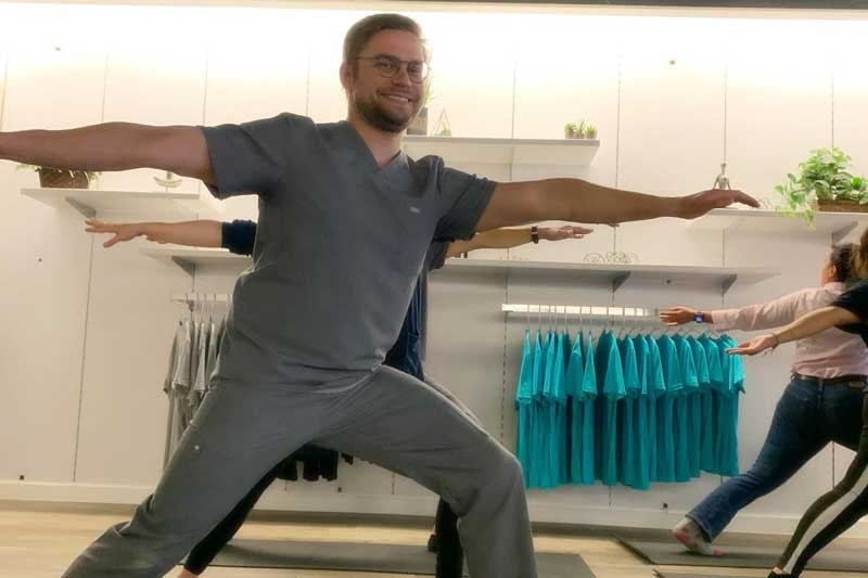 Veterinarian doing yoga